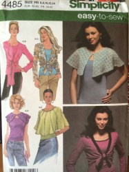 4485 SIMPLICITY KNITS,  WOVEN CAPELET, CAPE, TOP, KNIT TANK PATTERN 12-20 UNCUT